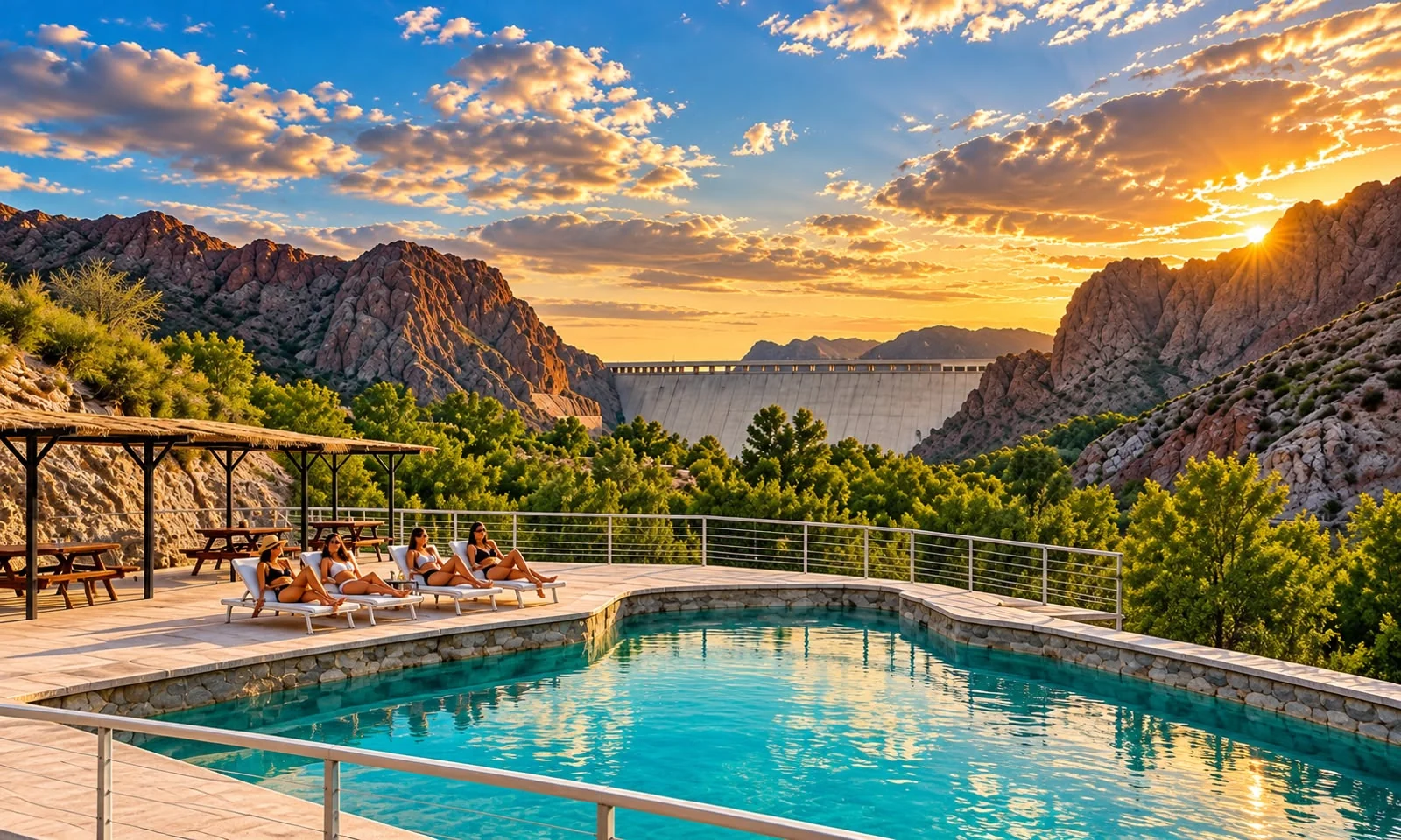 Piscina con vista a las montañas