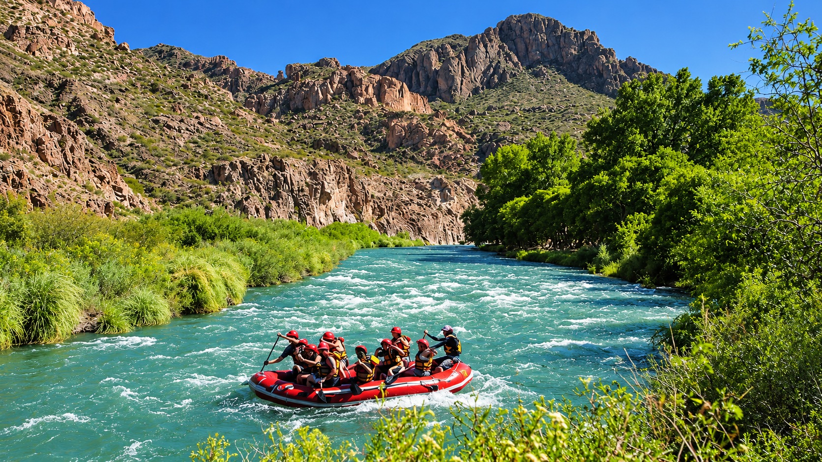 Rafting en el río Atuel entre montañas